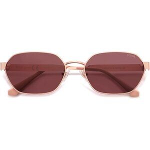 Unisex Rose Gold/Red Trendy Hexagon Sunglasses for UV400 Retro Rectangle Shades